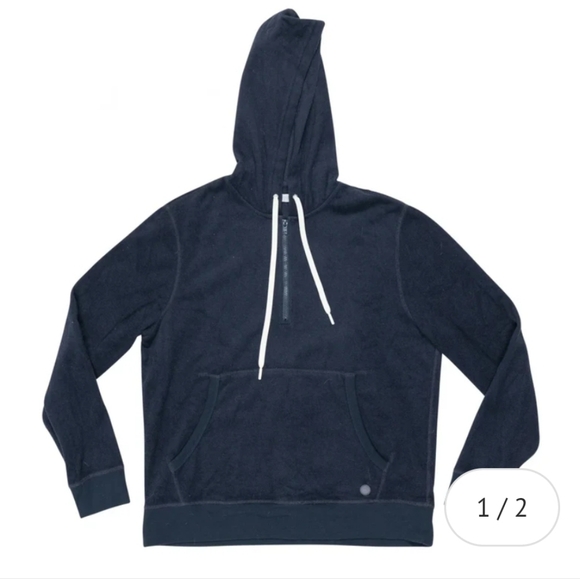 Outerknown Hightide 1/4 Zip Pullover Navy Hoodie - size medium - Picture 4 of 14